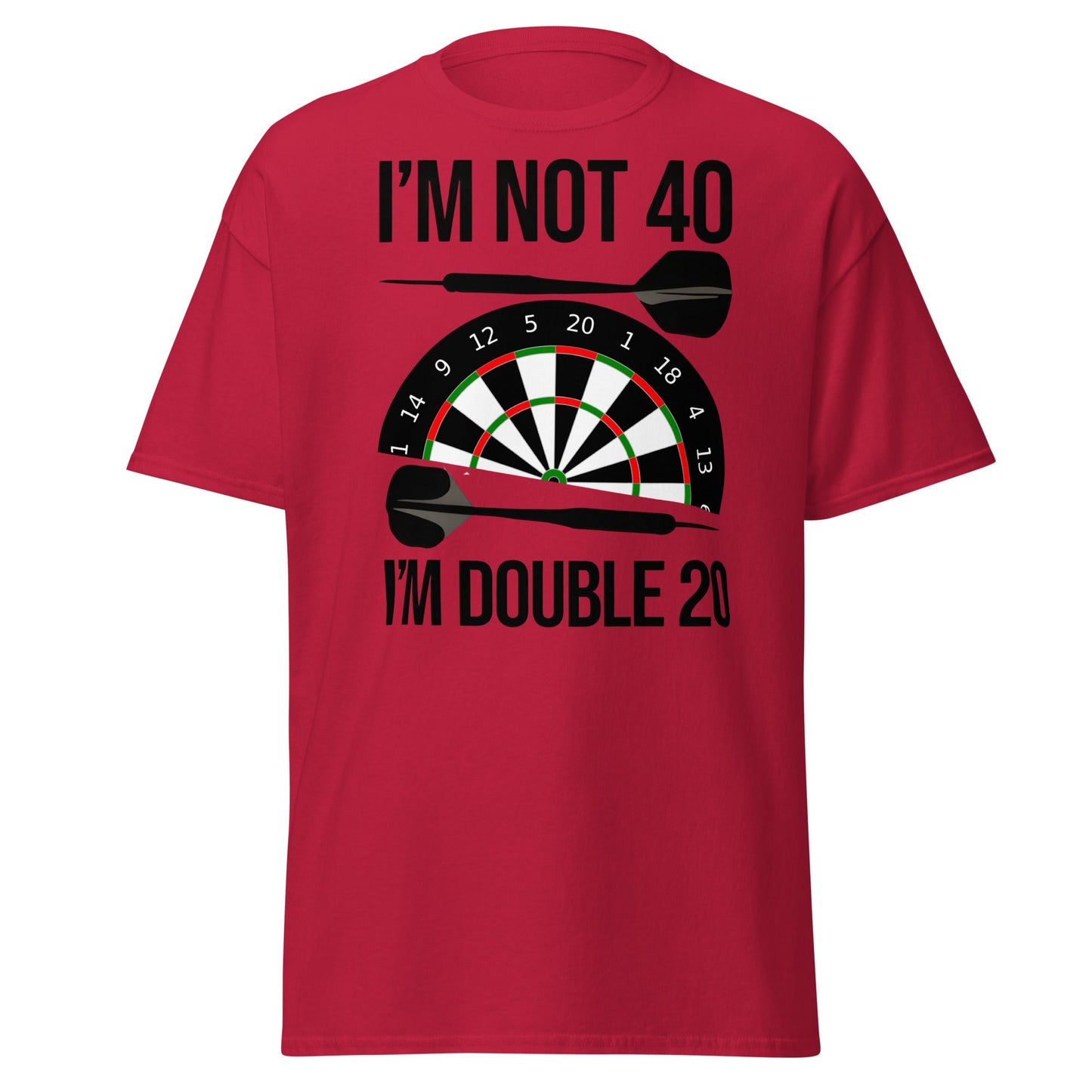 Funny 40th Birthday Darts T-Shirt - I'm Double 20 Tee - Cardinal - T-Shirts Online