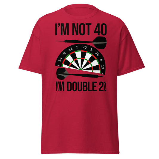 Funny 40th Birthday Darts T-Shirt - I'm Double 20 Tee - Cardinal - T-Shirts Online