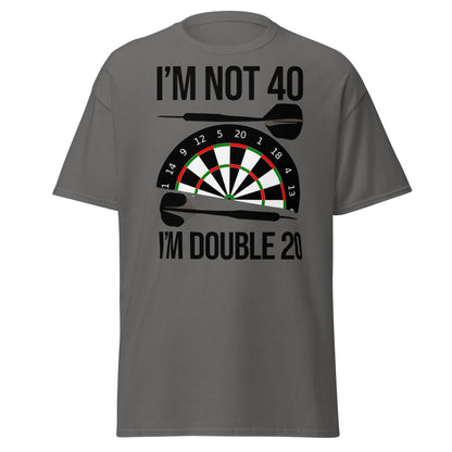 Funny 40th Birthday Darts T-Shirt - I'm Double 20 Tee - Charcoal - T-Shirts Online
