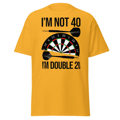 Funny 40th Birthday Darts T-Shirt - I'm Double 20 Tee - Gold - T-Shirts Online
