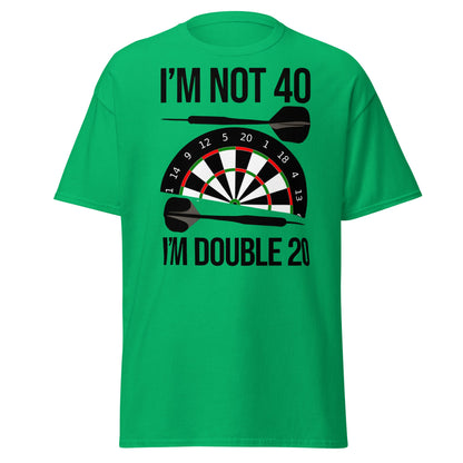 Funny 40th Birthday Darts T-Shirt - I'm Double 20 Tee - Irish Green - T-Shirts Online