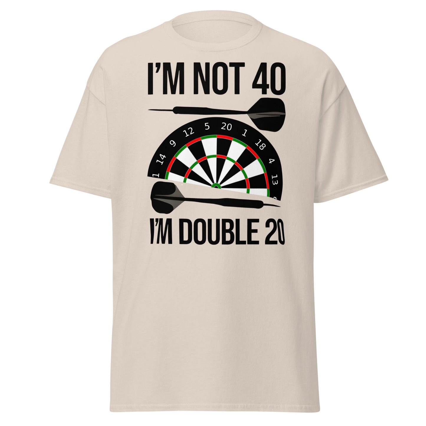 Funny 40th Birthday Darts T-Shirt - I'm Double 20 Tee - Natural - T-Shirts Online
