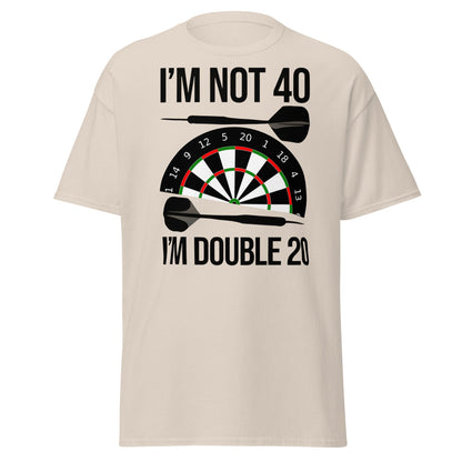 Funny 40th Birthday Darts T-Shirt - I'm Double 20 Tee - Natural - T-Shirts Online