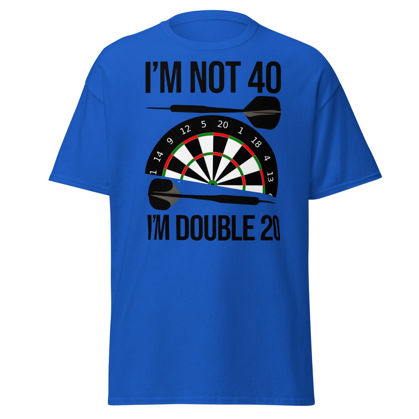 Funny 40th Birthday Darts T-Shirt - I'm Double 20 Tee - Royal - T-Shirts Online