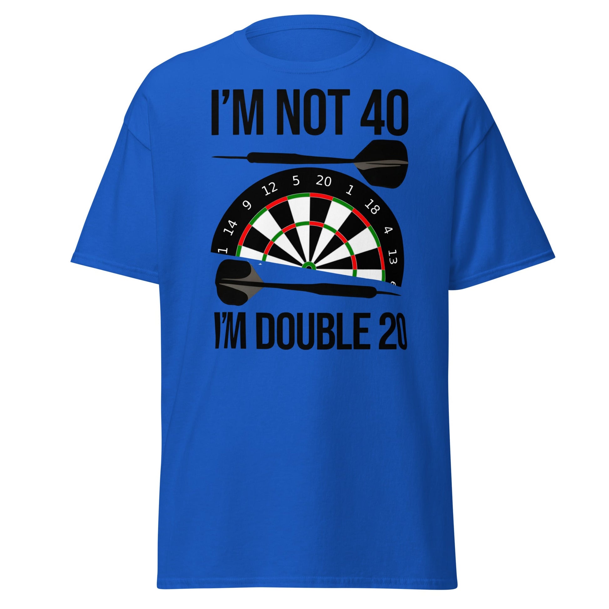 Funny 40th Birthday Darts T-Shirt - I'm Double 20 Tee - Royal - T-Shirts Online
