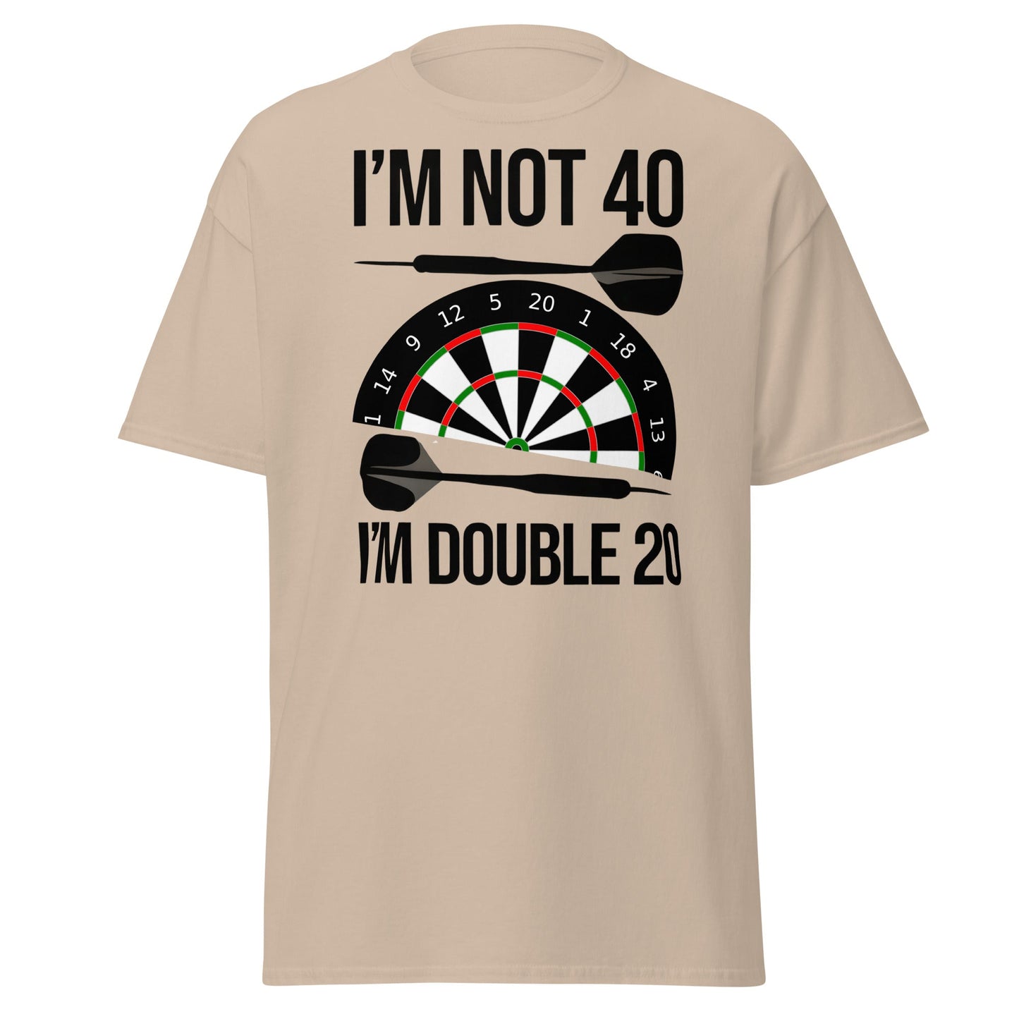 Funny 40th Birthday Darts T-Shirt - I'm Double 20 Tee - Sand - T-Shirts Online