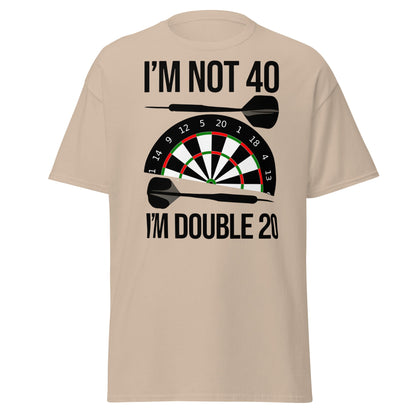 Funny 40th Birthday Darts T-Shirt - I'm Double 20 Tee - Sand - T-Shirts Online