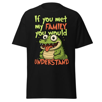 Funny Alligator Family Humor T-Shirt | Relatable Chaos Tee - Black - T-Shirts Online