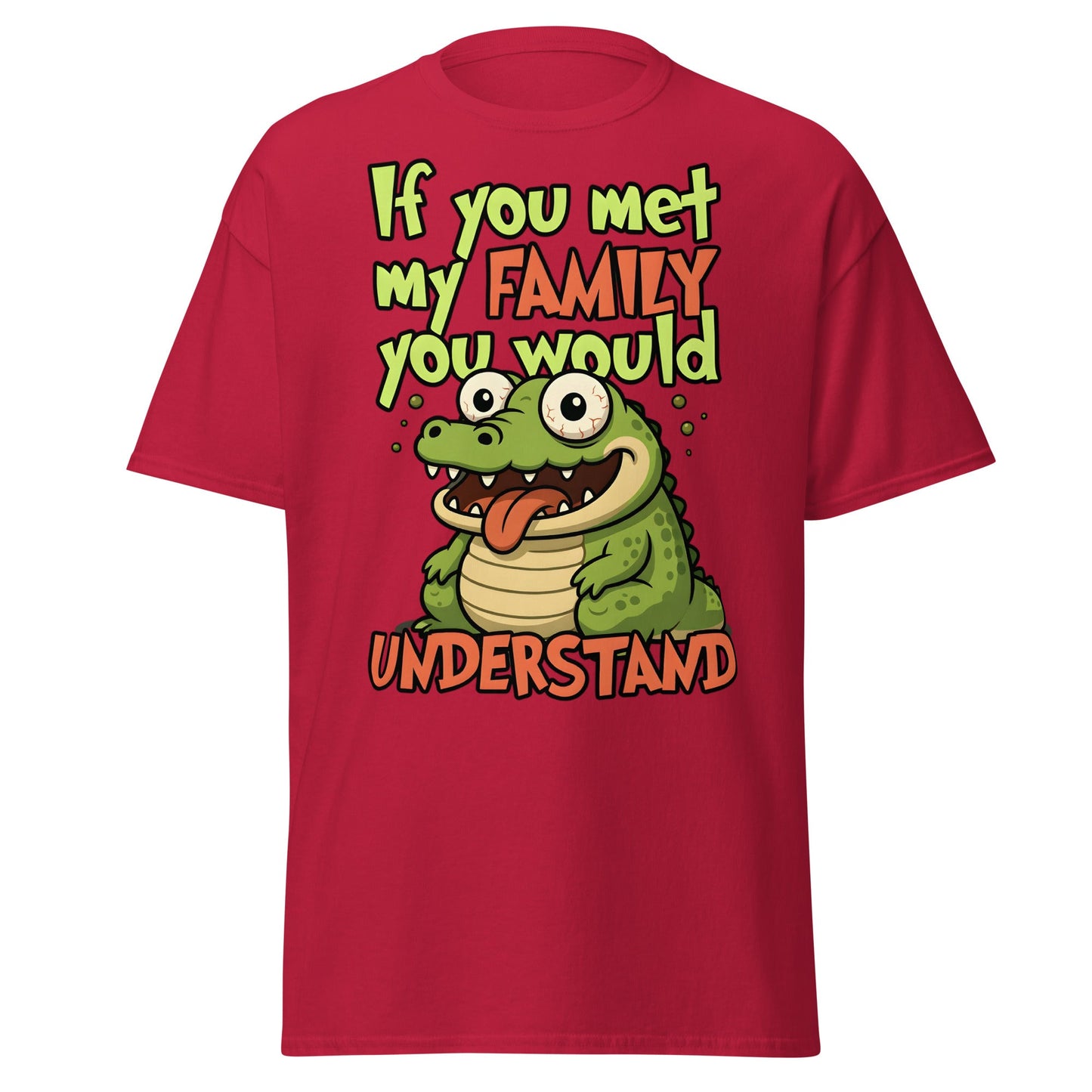 Funny Alligator Family Humor T-Shirt | Relatable Chaos Tee - Cardinal - T-Shirts Online