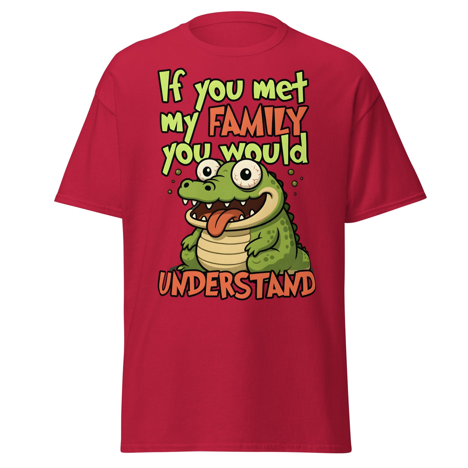 Funny Alligator Family Humor T-Shirt | Relatable Chaos Tee - Cardinal - T-Shirts Online