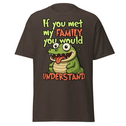Funny Alligator Family Humor T-Shirt | Relatable Chaos Tee - Dark Chocolate - T-Shirts Online