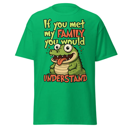 Funny Alligator Family Humor T-Shirt | Relatable Chaos Tee - Irish Green - T-Shirts Online