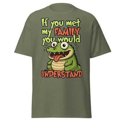 Funny Alligator Family Humor T-Shirt | Relatable Chaos Tee - Military Green - T-Shirts Online