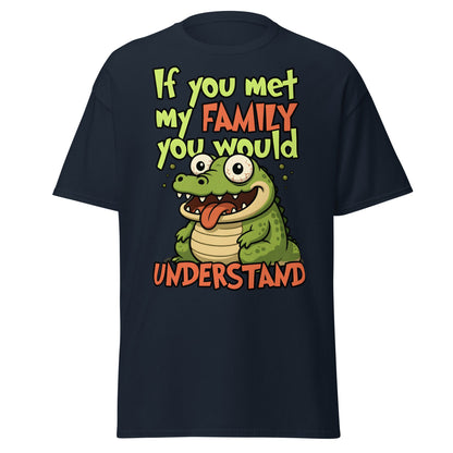 Funny Alligator Family Humor T-Shirt | Relatable Chaos Tee - Navy - T-Shirts Online