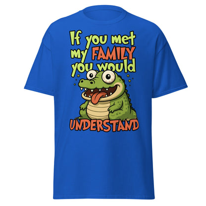 Funny Alligator Family Humor T-Shirt | Relatable Chaos Tee - Royal - T-Shirts Online
