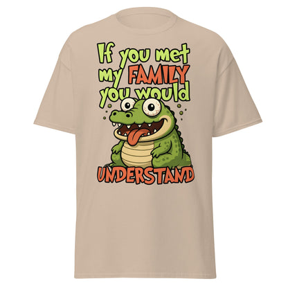 Funny Alligator Family Humor T-Shirt | Relatable Chaos Tee - Sand - T-Shirts Online