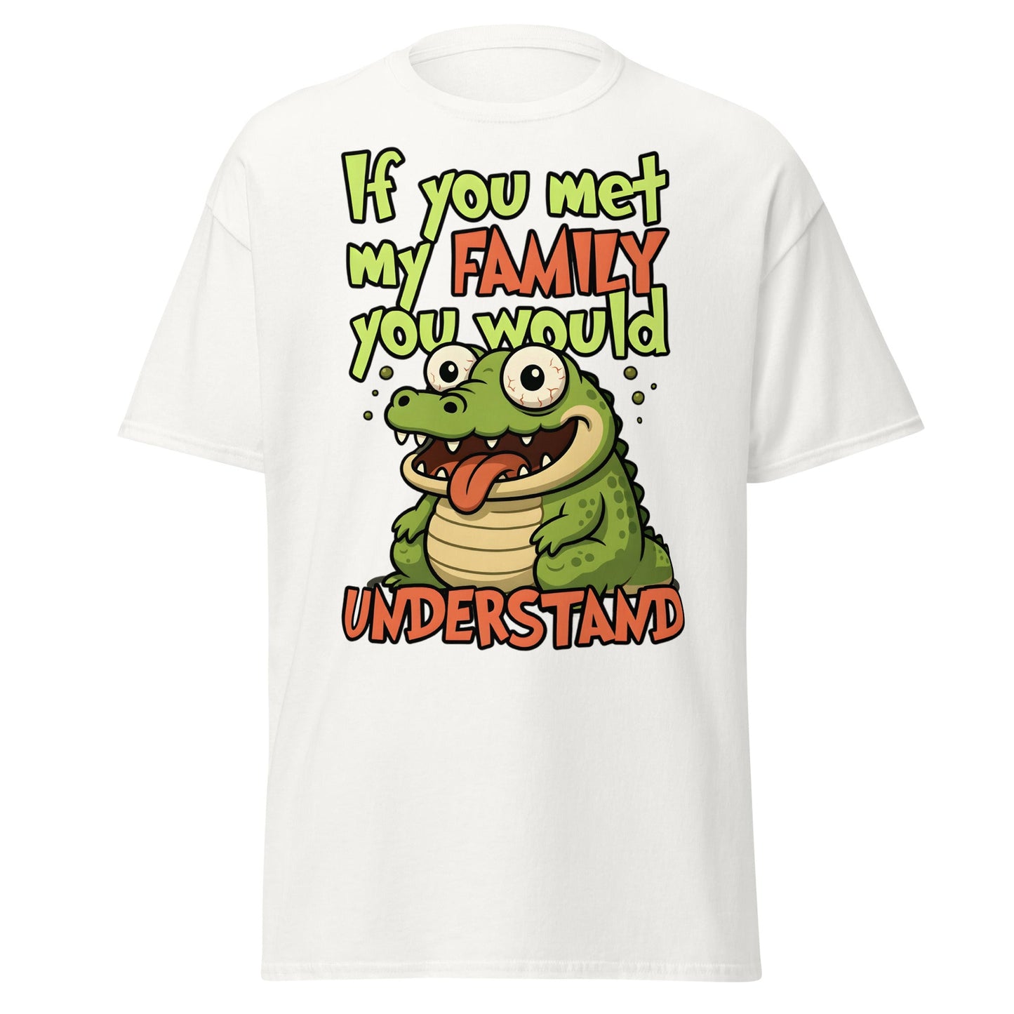 Funny Alligator Family Humor T-Shirt | Relatable Chaos Tee - White - T-Shirts Online