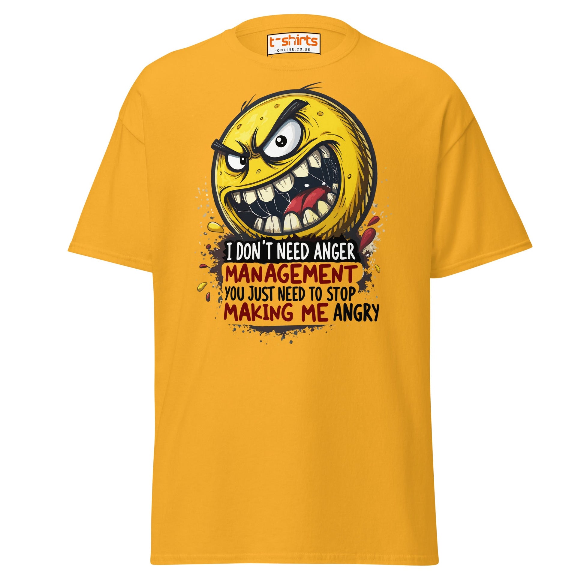 Funny Anger Management T-Shirt | Cartoon Rage Face Tee - Gold - T-Shirts Online