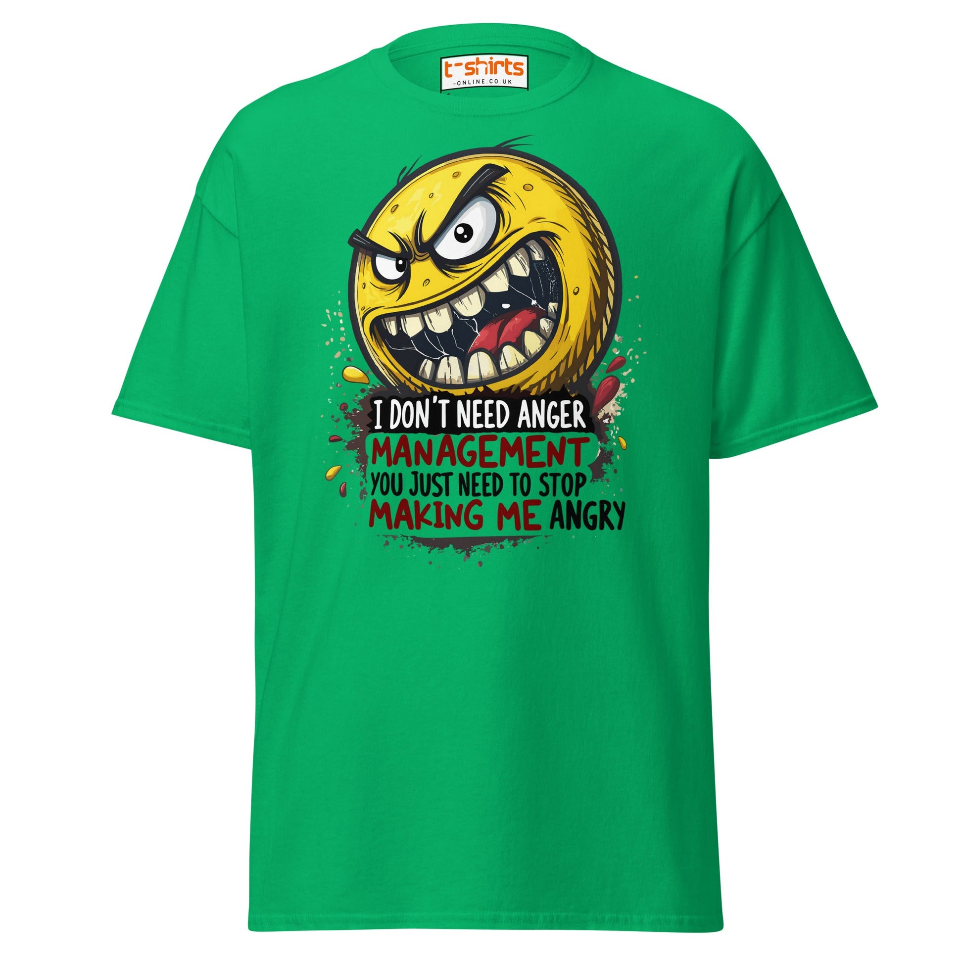 Funny Anger Management T-Shirt | Cartoon Rage Face Tee - Irish Green - T-Shirts Online