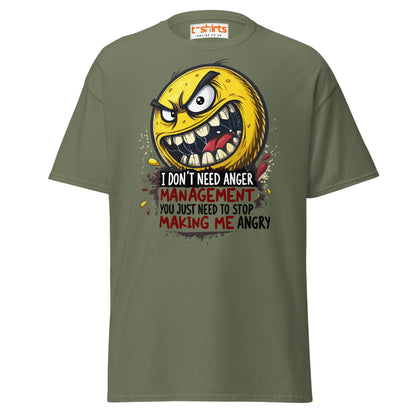 Funny Anger Management T-Shirt | Cartoon Rage Face Tee - Military Green - T-Shirts Online