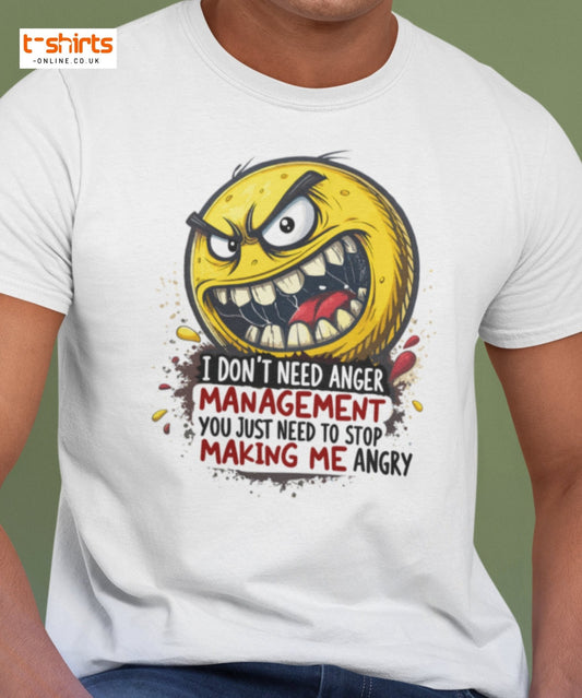 Funny Anger Management T-Shirt | Cartoon Rage Face Tee - Navy - T-Shirts Online