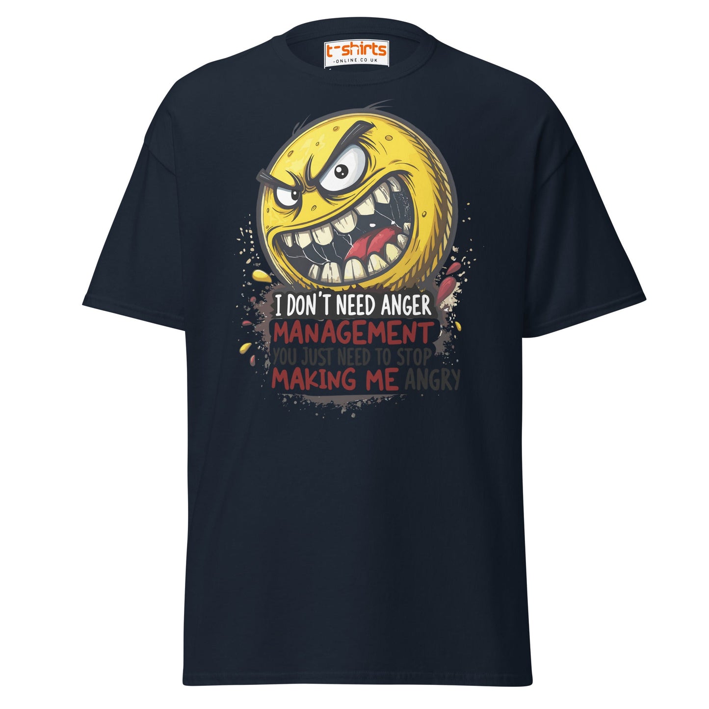 Funny Anger Management T-Shirt | Cartoon Rage Face Tee - Navy - T-Shirts Online