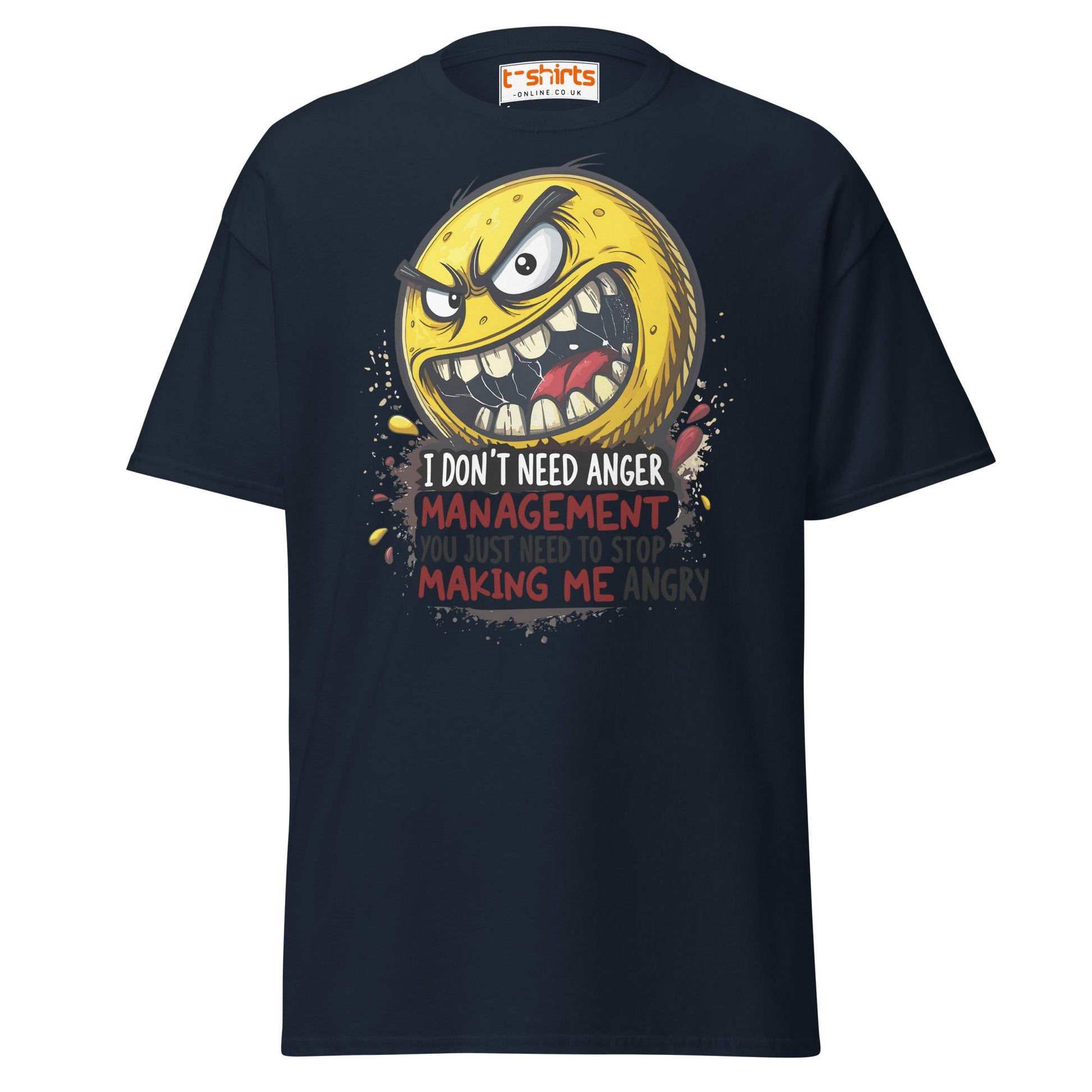 Funny Anger Management T-Shirt | Cartoon Rage Face Tee - Navy - T-Shirts Online