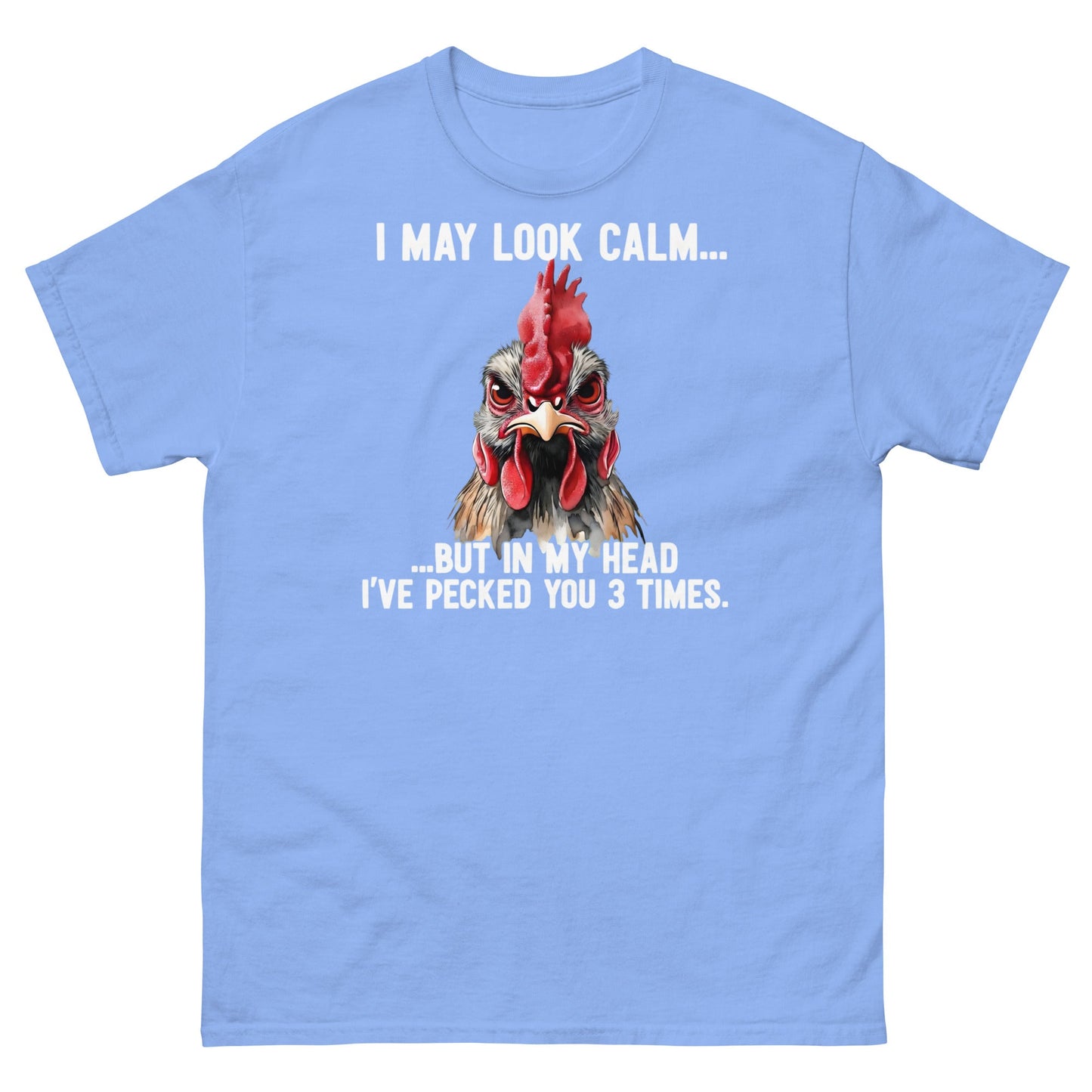 Funny Angry Rooster T-Shirt - Sarcastic Chicken Tee - Carolina Blue - T-Shirts Online