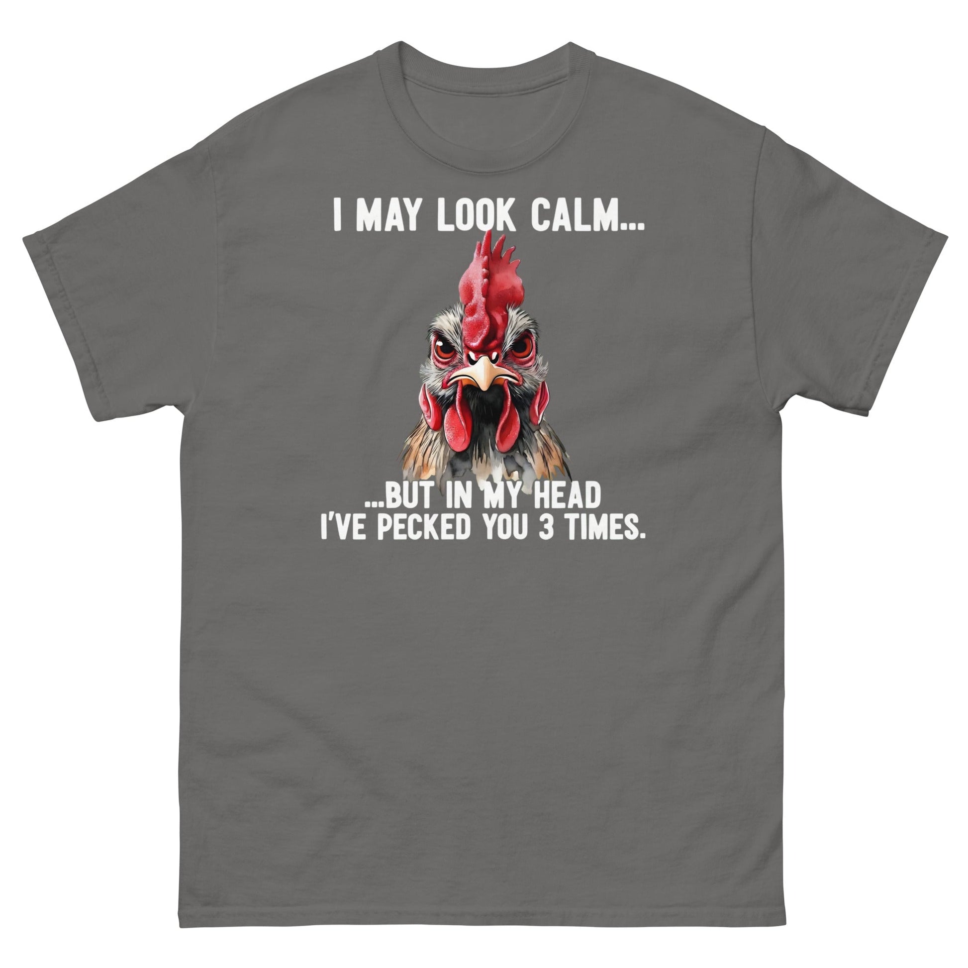 Funny Angry Rooster T-Shirt - Sarcastic Chicken Tee - Charcoal - T-Shirts Online