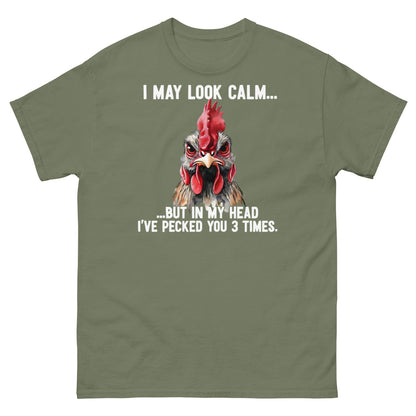 Funny Angry Rooster T-Shirt - Sarcastic Chicken Tee - Military Green - T-Shirts Online