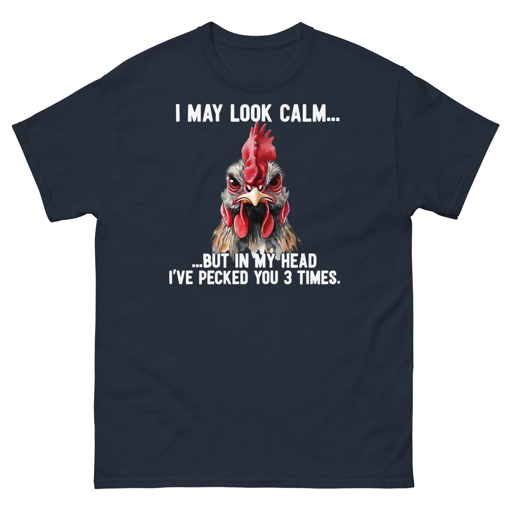 Funny Angry Rooster T-Shirt - Sarcastic Chicken Tee - Navy - T-Shirts Online