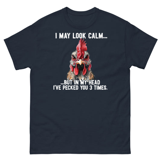 Funny Angry Rooster T-Shirt - Sarcastic Chicken Tee - Navy - T-Shirts Online
