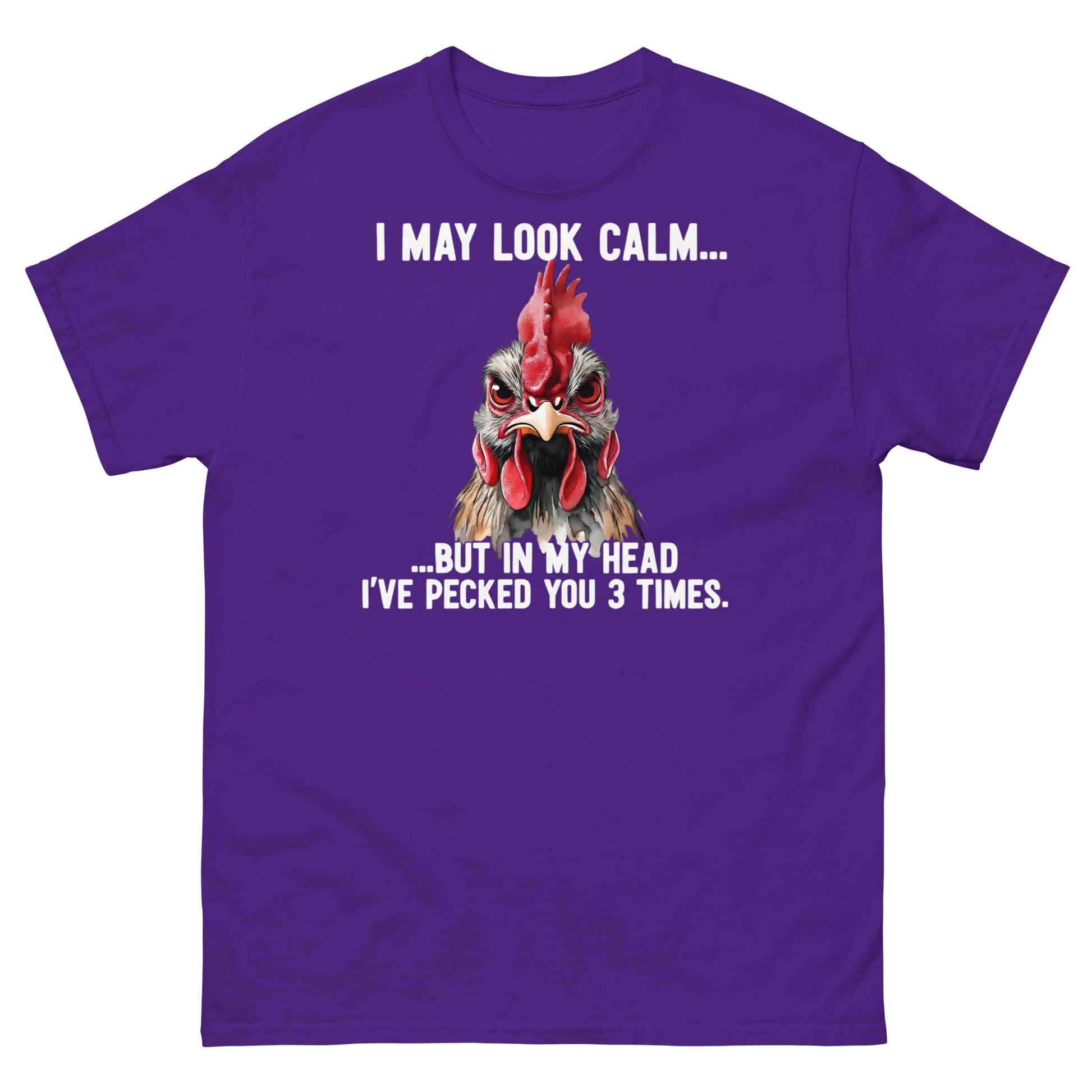 Funny Angry Rooster T-Shirt - Sarcastic Chicken Tee - Purple - T-Shirts Online