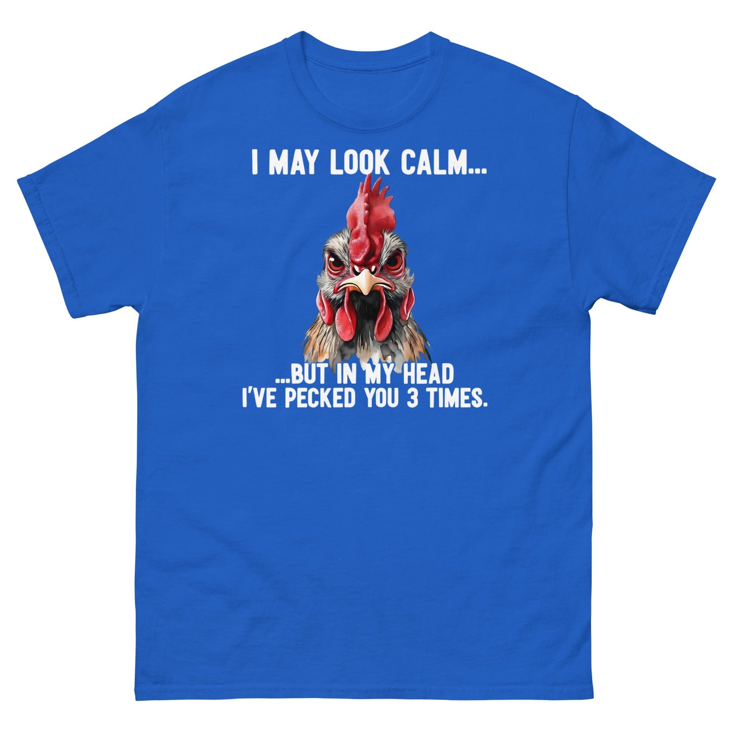 Funny Angry Rooster T-Shirt - Sarcastic Chicken Tee - Royal - T-Shirts Online