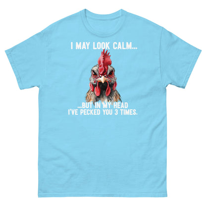 Funny Angry Rooster T-Shirt - Sarcastic Chicken Tee - Sky - T-Shirts Online