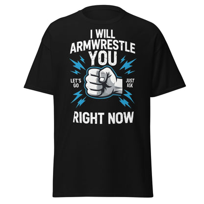 Funny Armwrestling Challenger T-Shirt - Let's Go Graphic Tee - Black - T-Shirts Online