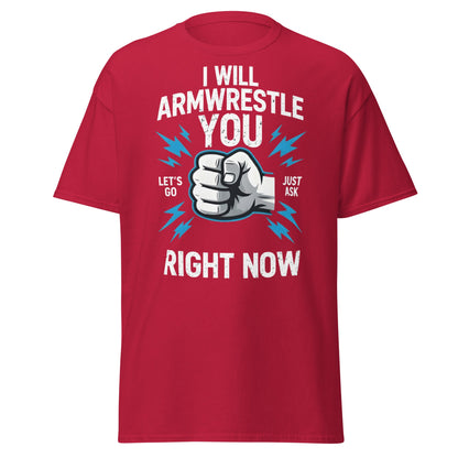 Funny Armwrestling Challenger T-Shirt - Let's Go Graphic Tee - Cardinal - T-Shirts Online