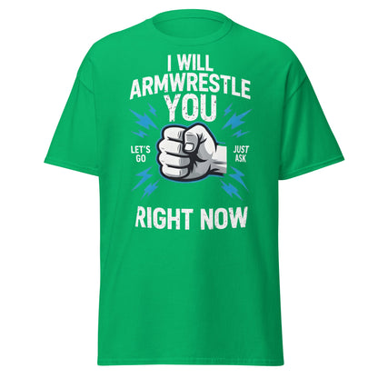 Funny Armwrestling Challenger T-Shirt - Let's Go Graphic Tee - Irish Green - T-Shirts Online