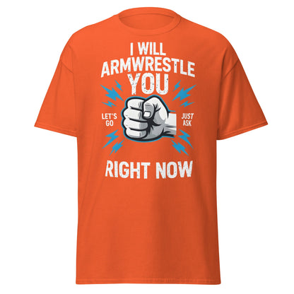 Funny Armwrestling Challenger T-Shirt - Let's Go Graphic Tee - Orange - T-Shirts Online