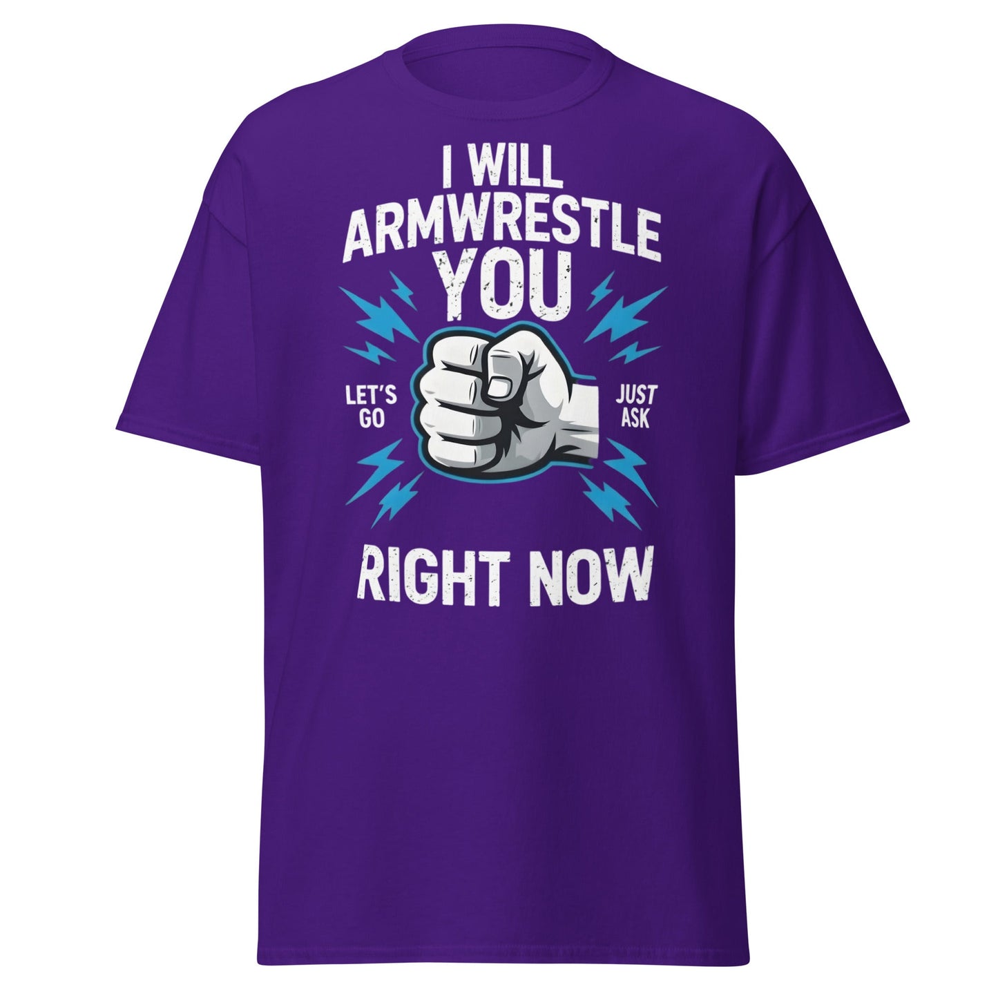 Funny Armwrestling Challenger T-Shirt - Let's Go Graphic Tee - Purple - T-Shirts Online