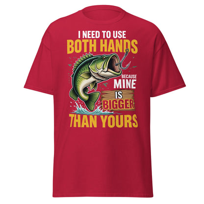 Funny Bass Fishing T-Shirt - Both Hands Bigger Than Yours - Cardinal - T-Shirts Online
