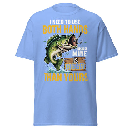 Funny Bass Fishing T-Shirt - Both Hands Bigger Than Yours - Carolina Blue - T-Shirts Online