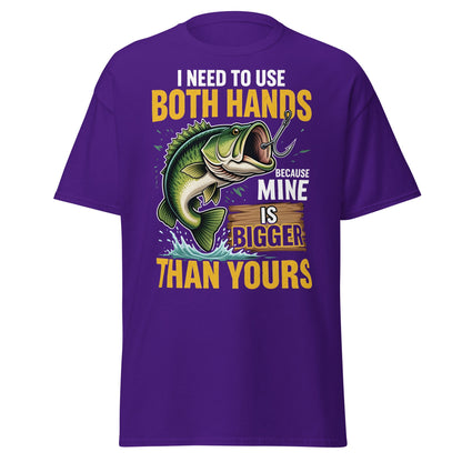 Funny Bass Fishing T-Shirt - Both Hands Bigger Than Yours - Purple - T-Shirts Online