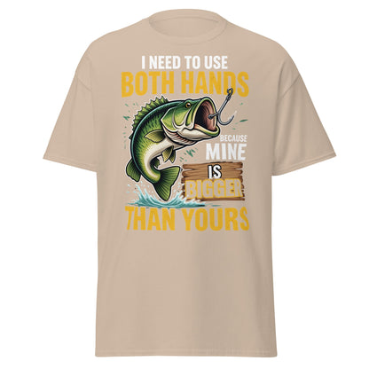 Funny Bass Fishing T-Shirt - Both Hands Bigger Than Yours - Sand - T-Shirts Online