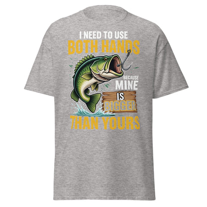 Funny Bass Fishing T-Shirt - Both Hands Bigger Than Yours - Sport Grey - T-Shirts Online