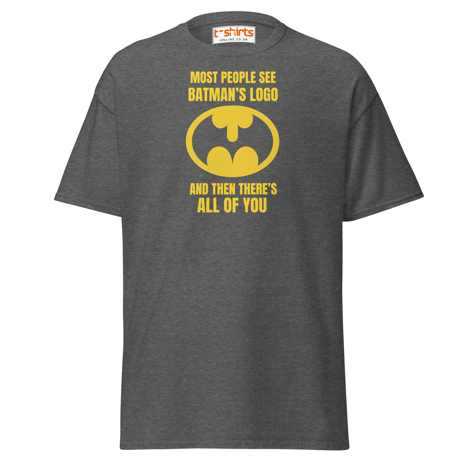 Funny Batman Parody Logo T-Shirt - Dark Heather - T-Shirts Online
