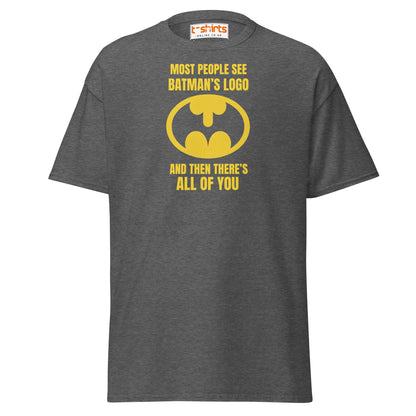 Funny Batman Parody Logo T-Shirt - Dark Heather - T-Shirts Online