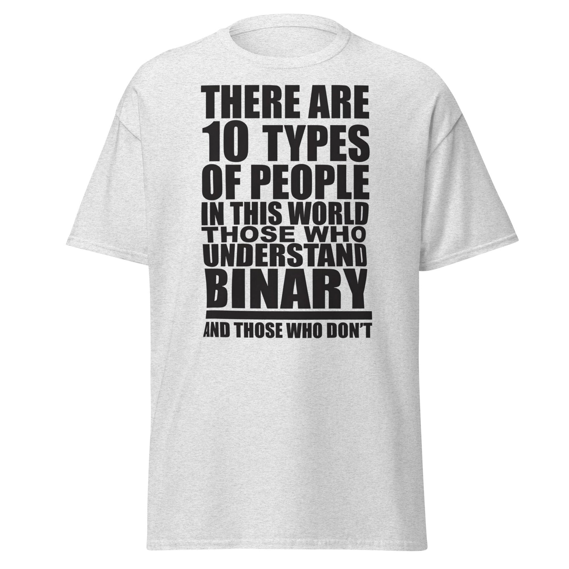 Funny Binary Code T-Shirt - 10 Types of People Tee - Ash - T-Shirts Online