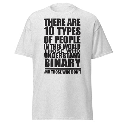 Funny Binary Code T-Shirt - 10 Types of People Tee - Ash - T-Shirts Online