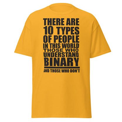 Funny Binary Code T-Shirt - 10 Types of People Tee - Gold - T-Shirts Online